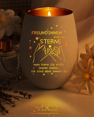 Windlicht mit Gravur Geschenke für Beste Freundin, Teelichthalter für Freundin Weihnachten, Windlicht Glas mit Spruch, Adventskalender für Frauen Freundinnen BFF Wichtelgeschenke - Click to Buy