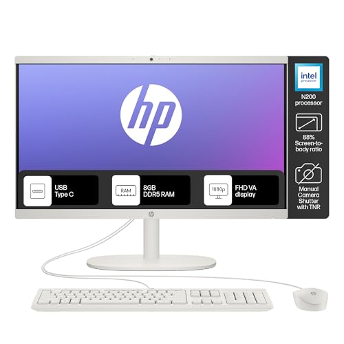 HP All-in-One PC, Windows 11 Home, Intel Processor N200, 21.45-Inch (54.5 Cm), FHD, Intel UHD Graphics, 720P HD Camera W/Privacy Shutter, Dual Speakers (Win 11, White, 4.17 Kg), Dg0154In - Click to Buy