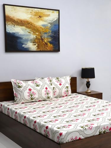 Bombay Dyeing Vista 144 TC Microfiber White Queen Size Bedsheet with 2 Pillow Covers - Click to Buy