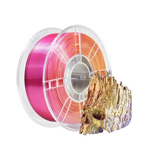 iBOSS Silk Tri-Color Coextruded PLA Plus Filament, 3D Printer Filament Silk Red-Gold-Purple, Silk Magic Triple Color PLA+ Filament 1.75mm±0.02, 1kg/2.2lbs Spool, Fits for Most FDM 3D Printers - Click to Buy