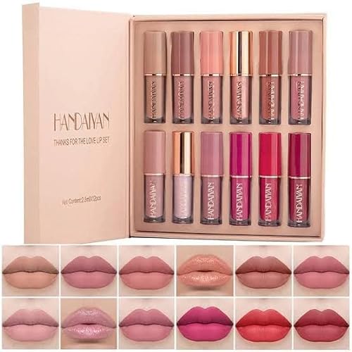 Swizhuda Handaiyan Lipstick Set of 12 Matte Velvet Mini Liquid Lipstick Set for Women - Click to Buy