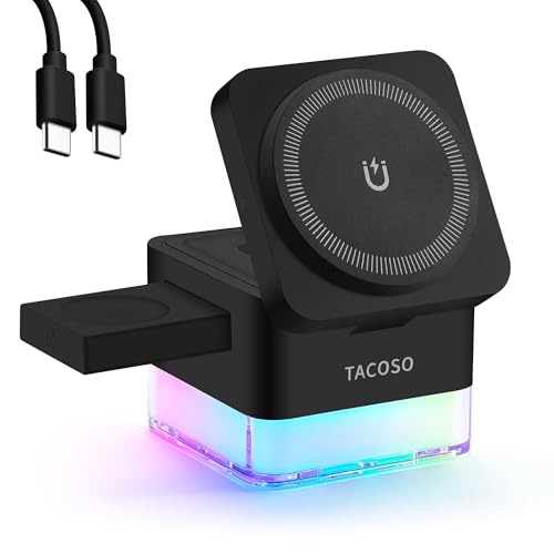 TACOSO Wireless-Charger 3 in 1 Apple-Charging-Station-Cube Nightlight Lamp 15W Magnetic Charger Stand Foldable Charging Dock for iPhone 16/15/14/13/12/AirPods/Apple Watch(No Adapter) - Click to Buy