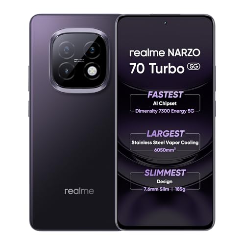 realme NARZO 70 Turbo 5G (Turbo Purple,6GB RAM,128GB Storage) | Segment's Fastest Dimensity 7300 Energy 5G Chipset | Motorsports Inspired Design - Click to Buy