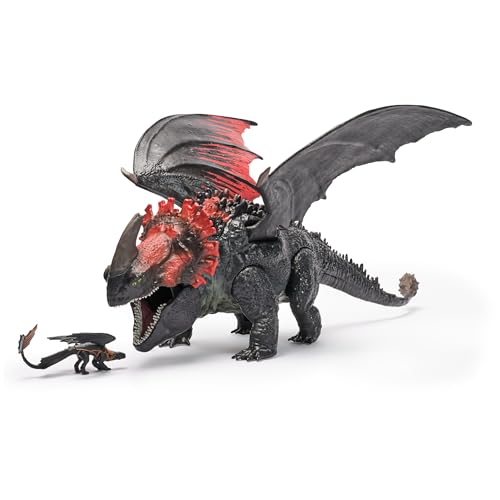 Dreamworks Dragons, How to Train Your Dragon, World of Berk: Red Death Chomping Rampage, 28-cm Toy Dragon with Exclusive Toothless Figurine for Ages 4 & up - Click to Buy