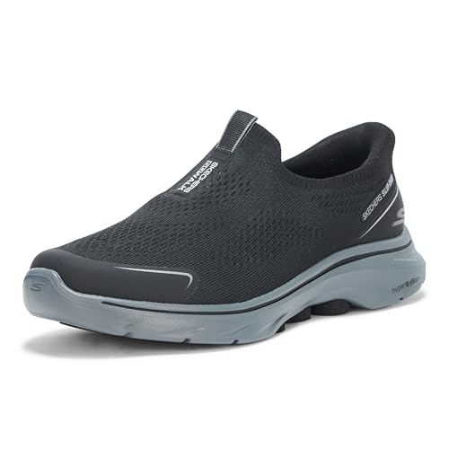 SKECHERS Men's Hands Free Slip-ins Go Walk 7-Easy On Evolution Sneaker, Black/Charcoal, 12 - Click to Buy