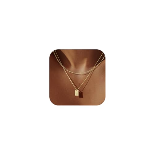 Rotnso Initial Necklace for Women, 14K Real Gold Plated Layered N Letter Pendant Necklace Set Dainty Monogram Choker Trendy Personalized Tiny Alhpabets A-Z Tag Charm Name Necklace Jewelry Gift N - Click to Buy