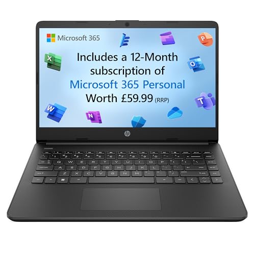 HP Stream 14" Laptop, Intel N4120 Processor, 4 GB RAM, 64 GB eMMC, Intel UHD Graphics, HD Display, Dual Speakers, Microsoft 365 Personal 12 month included, Win 11, Jet Black, 14s-dq0000sa - Click to Buy