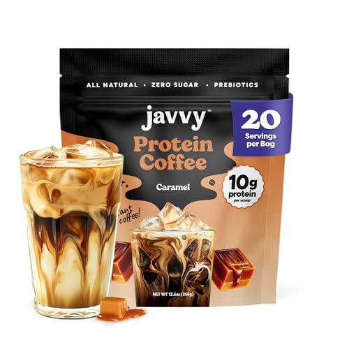 Caramel Protein Iced Coffee - Premium Whey Protein & Instant Iced Coffees - 100% Natural Cold Brew Coffee - Zero Artificial Flavors & Sweeteners, 105 mg Caffeine Per Serving, 20 Servings - Click to Buy