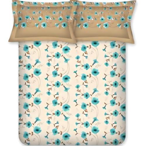 Bombay Dyeing Aster Collection Double Bedsheet 100 TC, 100% Pure Cotton Premium Bedsheet with 2 Pillow Covers - Click to Buy