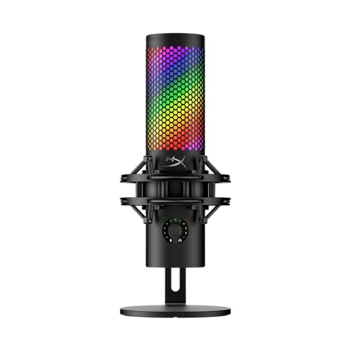 HyperX QuadCast 2 S – USB Microphone, with RGB Lighting, Streaming and Podcasting, with On-Board Controls, LED Lighting, Removable Shock Mount, PC, Mac, USB-C - Black
