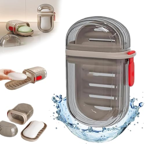 JIALTO Portable Soap Holder - Compact and Durable Plastic Soap Dish for Home, Outdoor Hiking, and Camping - Travel Soap Box Case Ideal for Accessories (Browns) - Click to Buy