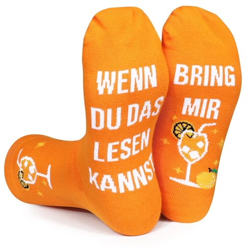BOFUNX Apero Geschenk Apero Socken - Wenn Du Das Lesen Kannst Bring Mir Apero Spritz Socken für Geburtstag Weihnachten Neujahr Karneval Apero-Liebhaber Geschenk 38-46 - Click to Buy