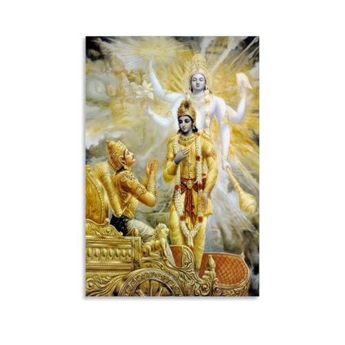 Lord Krishna And Arjun Mahabharata Hindu Art Religion Mythology God, Vintage Art Drawing Style, Poster Canvas Wall Art Prints for Wall Decor Room Decor Bedroom Decor Gifts 08x12inch(20x30cm) Unframe - Click to Buy