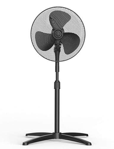 Midea MPF25MBUK 40W Pedestal Fan, 3 Speed Settings, 90° Oscillation, Adjustable Height Stand Fan, Powerful Airflow and Quiet Operation, Ideal For Home & Office, Black - Click to Buy