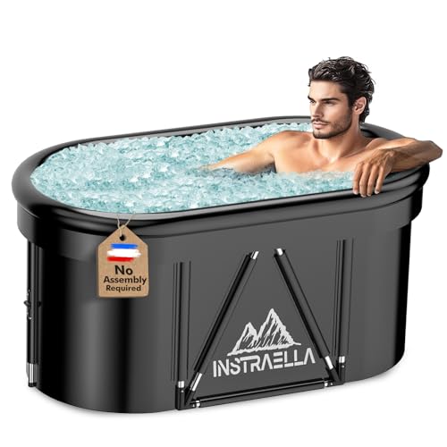 Instraella Upgrade Large Oval Ice Bath Tub for Athletes, Installation-Free Outdoor Cold Plunge Tub, Collapsible Portable Outdoor Hot Tubs Cold Water Therapy Ice Baths at Home - Click to Buy