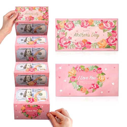 Mothers Day Money Envelope for Cash Gifts, DIY Money Holder with 6 Slots for Cash, Surprise Gift for Mom ﻿