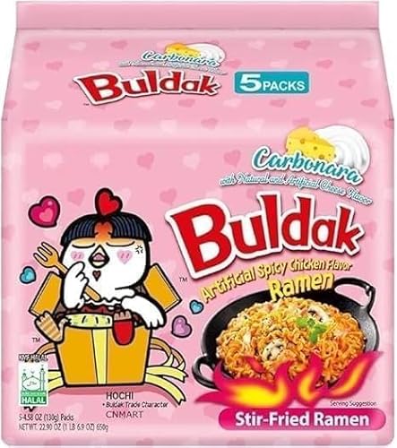 Korean Import - Samyang Hot Chicken Flavour Buldak Ramen Carbonara Noodles - Pack of 5 - Click to Buy