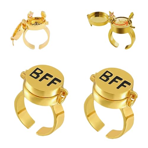 Shengruili 2 Stück Beste Freunde für Immer Ringe,Süßes BFF Ring,Einstellbar Offene Kappe Ring,Umarmungsring Silber,Offene Kappe Ringe,Freundschaftsring,Schmuckgeschenke für Frauen Mädchen - Click to Buy