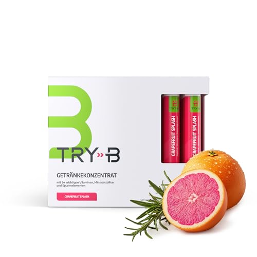TRY‑B Grapefruit Splash | Konzentrat für bewusste Ernährung | Fastendrink & Nahrungsergänzungsmittel | Mit Glycerol & wertvollen Vitaminen | 100% Vitamine & Mineralstoffe | Fruchtiger Geschmack - Click to Buy