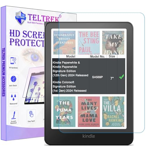 TELTREK Screen Guard Designed For Apple Kindle PaperWhite 7" 2024 / Paperwhite Kids 7" 2024 / Paperwhite Signature 7" 2024 & ColorSoft Signature 2024 Nano Fiber PET Tempered Glass Screen Protector