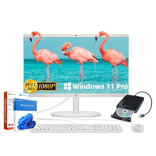 HP 2025 All-in-One Desktop Computer - Intel Celeron J4025 Processor • 21.5'' FHD Display • Free External CD/DVD Drive • Microsoft Office Lifetime • 32GB RAM • 1TB SSD • Wi-Fi 6 • Win 11 Pro • White