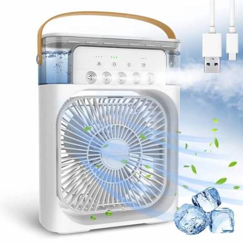 TEKCOOL Mini Cooler for Room Cooling AC Portable Mini Fan Artic Cooler with 7 Colors LED Light, 1/2/3 H Timer, 3 Wind Speeds and 3 Spray Modes for Office,Home,Dorm,Travel1 - Click to Buy