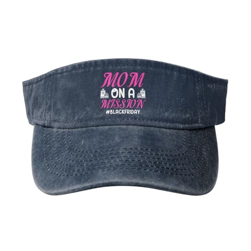 Mom On A Mission Blackfriday Sun Visor Hats Vintage Baseball Cap for Women Men Sun Hat, Navy Blue, One Size